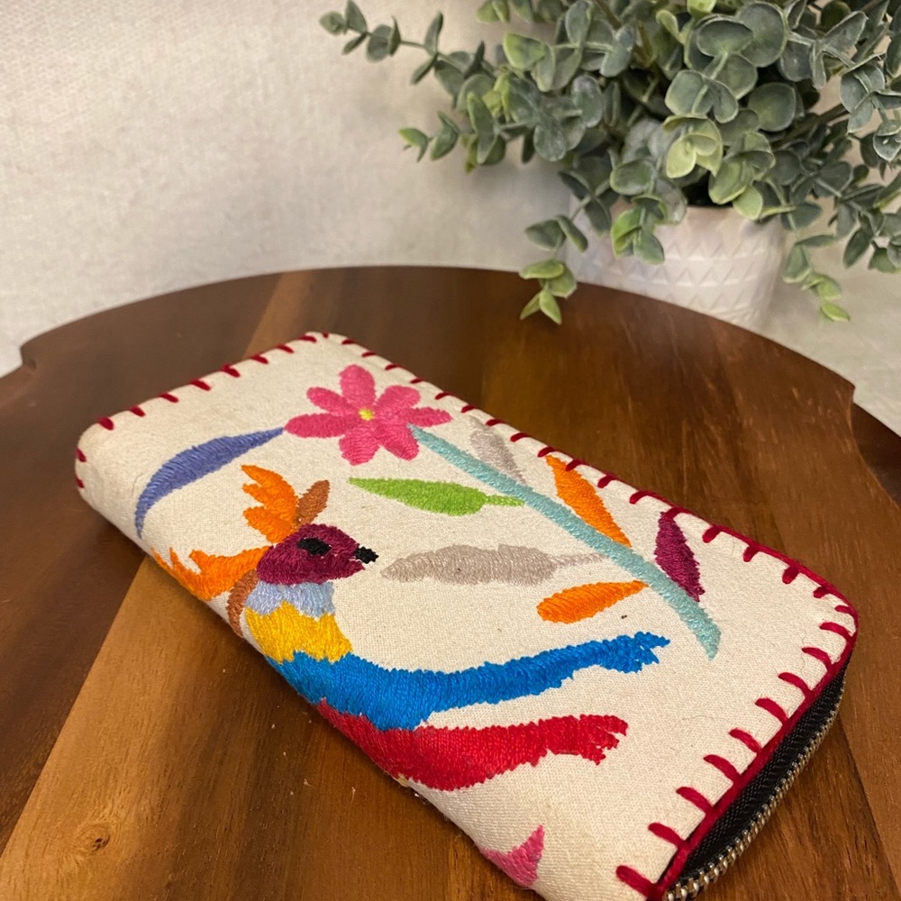 Vibrant Embroidered Rabbit Wallet; Unique